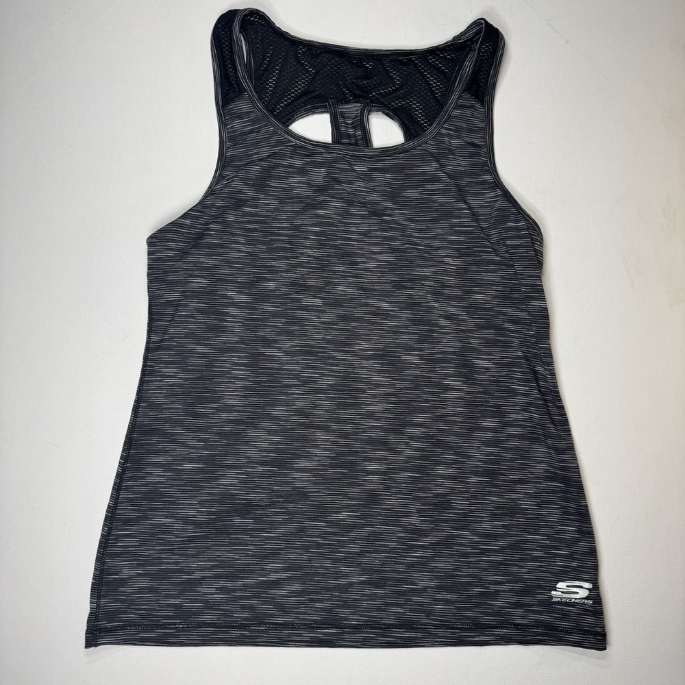 Skechers Sport Womens Large Black Space Dye Racerback Workout Tank Top